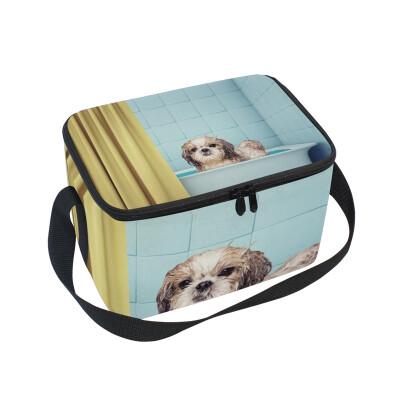 

ALAZA Lunch Box Insulated Lunch Bag Large Cooler Cute Wet Shitzu Dog Tote Bag