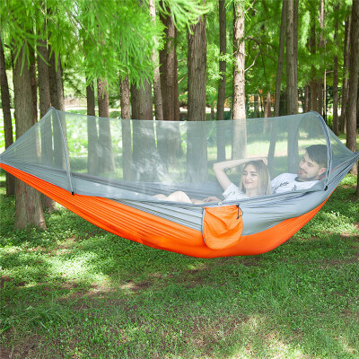 

Automatic speed open with mosquito net hammock outdoor single double nylon parachute cloth camping camping mosquito hammock orange