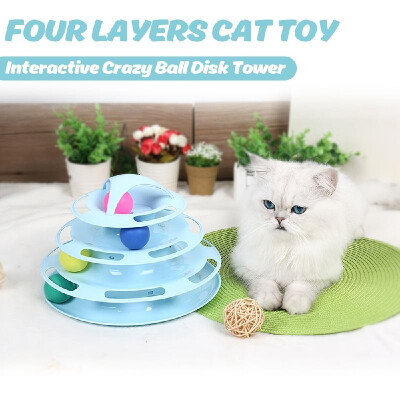 

4 Layers Pet Tower Cat Track Interactive Funny Turntable Plastic Crazy Ball Disk Toys for Kitten Cats Pet