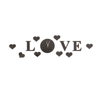 

DiY Love Background Mirror Crystal Wall Sticker Clock