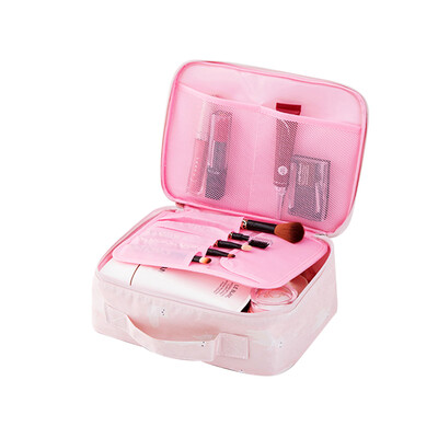 

Flamingo Beautician Cosmetic Case Double Zipper Women Travel Organizer Waterproof Portable Large Capacity Storage Bag Makeup Bags