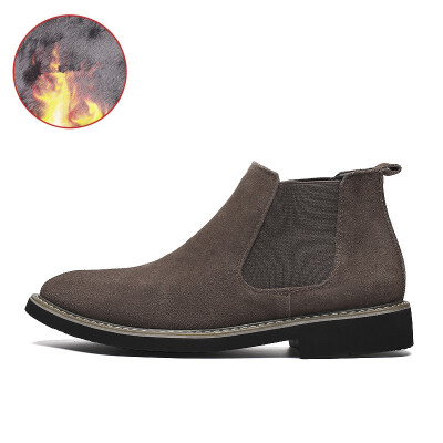 

New For Men Chelsea Ankle Boots Fashionable For Men Male Brand Quality Leather Slip-on Motorcycle Mens Warm Free