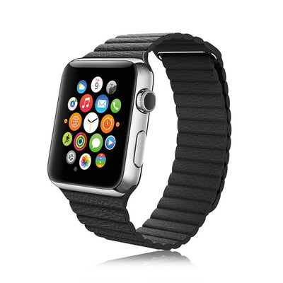 

38MM Genuine Leather Magnetic Loop Bracelet Strap Band for iWatch Series 3 2 1