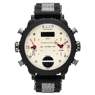 

611 Men Outdoor Sport Silica Gel Band Watches Multi-Functional Waterproof Digital Wristwatches