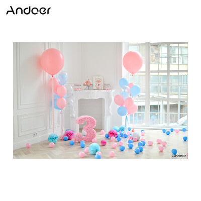 

Andoer 21 15m7 5ft First Birthday Backdrop Eiffel Tower Cake Balloon Photography Background Children Baby Girl Kids Photo S