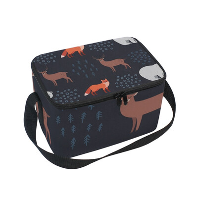 

ALAZA Lunch Box Insulated Fox White Bear Lunch Bag Large Cooler Tote Bag for Men Women