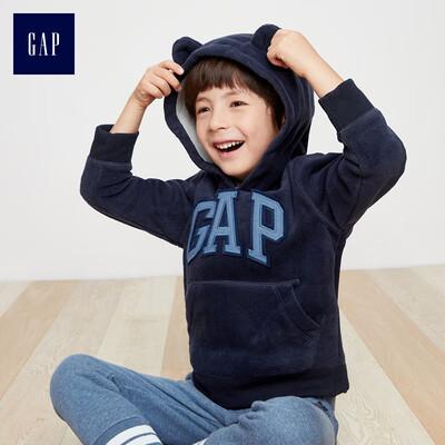 

GAP flagship store boy baby boy logo logo fleece hooded sweatshirt 338303 indigo 90cm 18-24 months