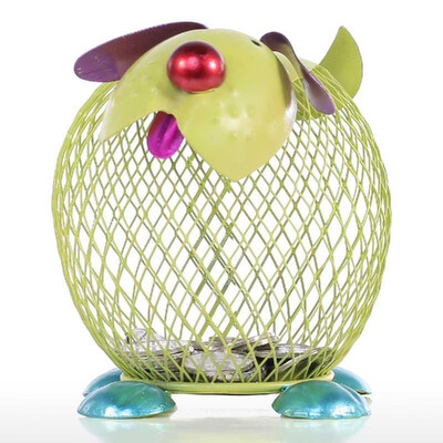 

Green Puppy Money Bank Metal Craft Practical Craft Home Decor