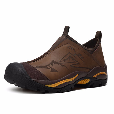 

Men Outdoor Hiking Shoes Leather Anti-Skid Shock Absorption Breathable Comfortable Camping Trekking Sneakers