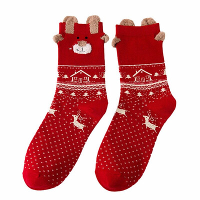 

High Quality Hot sale Christmas Women Cotton Sock Multi-Color Popular Elastic Winter girl lady socks Christmas cute socks gift