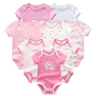 

2019 8PCS Baby Clothes Bebe Cotton Newborn Baby Boy Clothes Unicorn Black White O-Neck Short Sleeve Baby Girl Clothes Babywear
