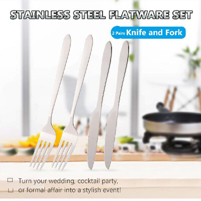 

1 Pair Stainless Steel Flatware Silverware Set Knife&Fork Home Kitchen Hotel Restaurant Tableware Cutlery Set