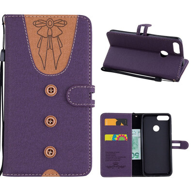 

MOONCASE Huawei P Smart splicing embossed womens leather case - purple