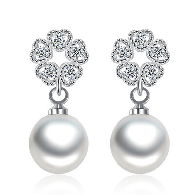 

Women Drop Earrings Cubic Zirconia Imitation Pearl Eardrop Party Lady Fashion Jewelry Gift WHK134