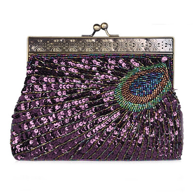 

Vintage Beaded Peacock Handbags for Ladies Elegant Women Evening Bag Purse Crossbody Bag for Party Wedding Dating
