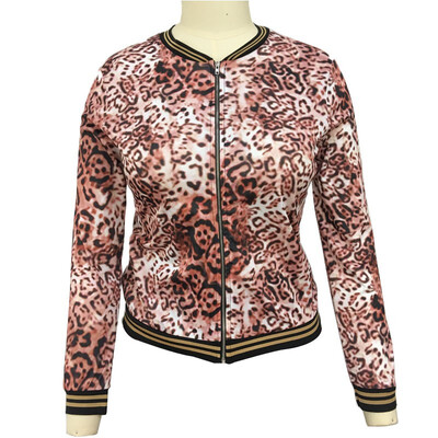 

LAIBEITAI sports style womens new style digital printing thin jacket womens jacket fashion Leopard print