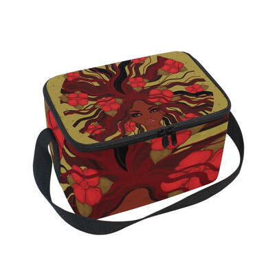 

ALAZA Insulated Lunch Box Afro-American Girl Lunch Bag for Men Women Portable Tote Bag Cooler Bag
