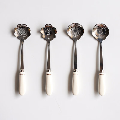 

STRUST 4pc set stainless steel porcelain Creative Flower coffee spoon set tea spoon set stirring spoon set