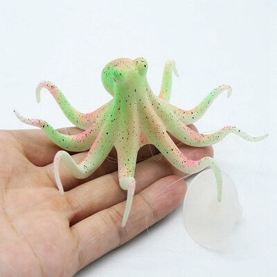 

UpperX Fluorescent silicone Octopus Decorations With Cup Sucker for Green Aquarium