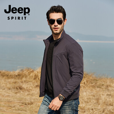 

JEEP Jeep Jacket Men 2019 Spring New Casual Mens Stand Collar Short Jacket Mens Tops JPL2677 Gray