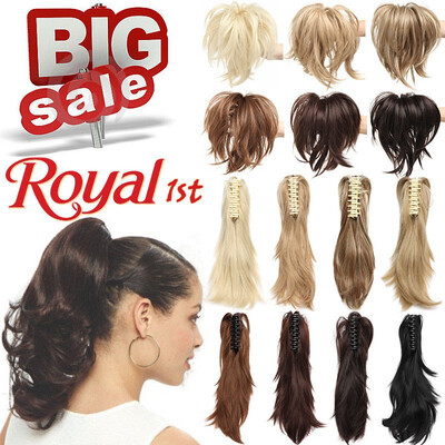 

Messy Bendable Claw on Ponytail Hairpiece Clip in Jaw with 3 Bendable Metals Synthetic Straight Fluffy Hair Extension Updo braids