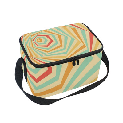 

ALAZA Insulated Lunch Box Magical Hole Stripe Lunch Bag for Men Women Portable Tote Bag Cooler Bag