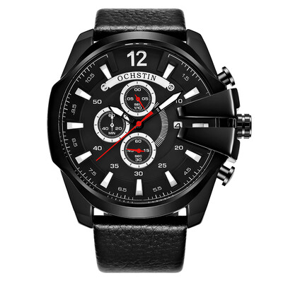 

OCHSTIN Men Watch Leather Strap Quartz Sport Wristwatch Calendar Fashion Casual 3ATM Waterproof Male Watches