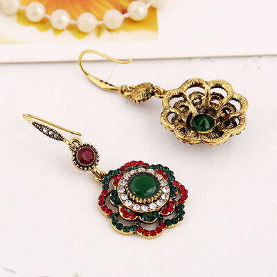 

Rncient Bohemian Ethnic Wind Hanging Earrings in Sun Flower Eardrop Types Australia Women Two pieces Earrings Set