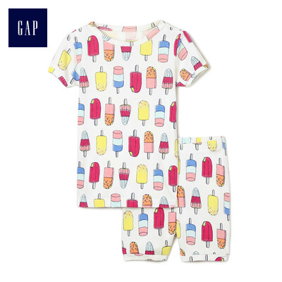 

GAP flagship store female young popsicle print short-sleeved underwear set home service 212802 light sense bright white 3YRS