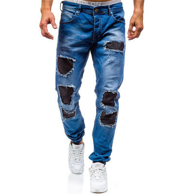 

AOWOFS New Mens Shredded Jeans Slim trousers 6013