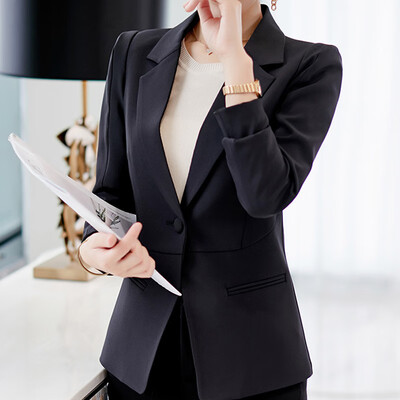 

City Plus CITYPLUS 2019 new womens Korean version of the large size Slim small suit wild casual suit CWXF191256 black M