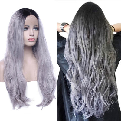 

Real Thick Brazilian Lace Front Hair Wig Extensions Cosplay Heat Resistant Long Wigs Pink Gray
