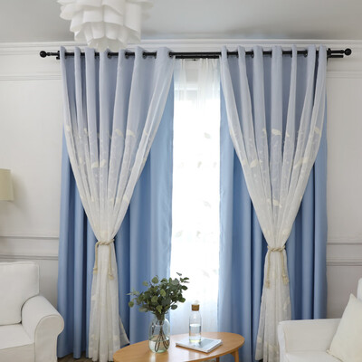

Modern Birds Pattern Double-Layer Home Fashion Window Decorative Curtain Pure Color Simple & Elegant Sunblind