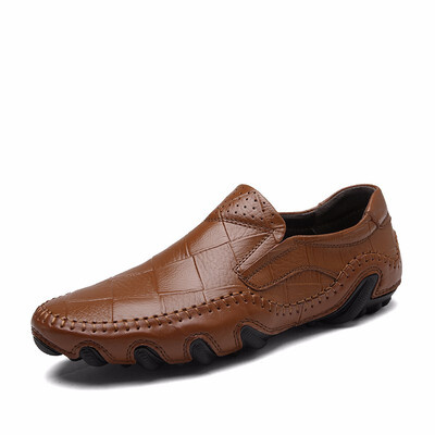 

Mens Leather Shoes Fashion Loafers Light Men Casual Shoes Slip on Shoes Men Driving shoes Brown Yellow Black Size 38-46