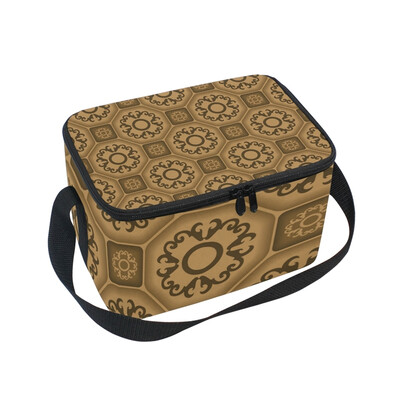 

ALAZA Insulated Lunch Box Ornament Tile Pattern Lunch Bag for Men Women Portable Tote Bag Cooler Bag
