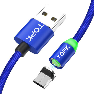 

TOPK Newest Upgraded LED Magnetic Cable Micro USB Cable Fast Charging Data Sync For Samsung Galaxy S7 Microusb Phone Cables