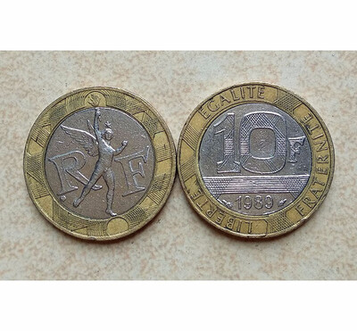 

22mm 10 French francs the goddess of liberty random year