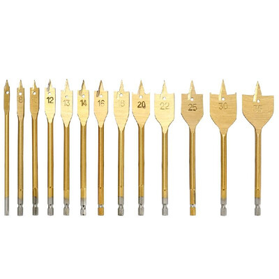

13pcs Flat Spade Drill Bits Set Metal Bit Kit Hex Shank Woodworking Tool Accessories