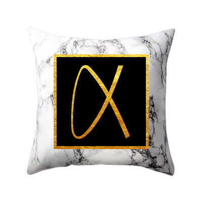 

Modern Pillowcases 4545 Gold Alphabet Word Letter White Marble Pattern Pillow Case Super Soft Throw Sofa Bed Cushion Cover Protec