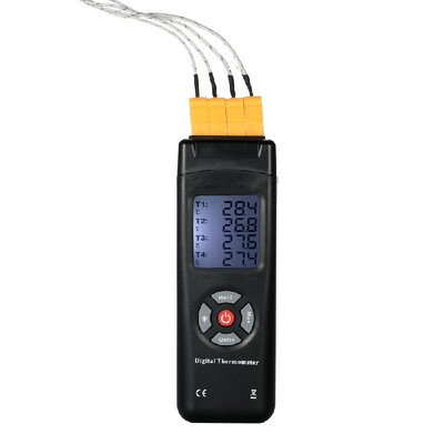 

4-Channel K-Type Digital LCD Thermometer Thermocouple Sensor -501350°C-582462°F Data Hold Function