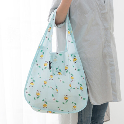 

Animal husbandry travel home Oxford cloth shopping bag green large-capacity shopping bag foldable travel spare bag literary crown flower