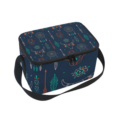 

ALAZA Insulated Lunch Box Cute Tribal Pattern Lunch Bag for Men Women Portable Tote Bag Cooler Bag
