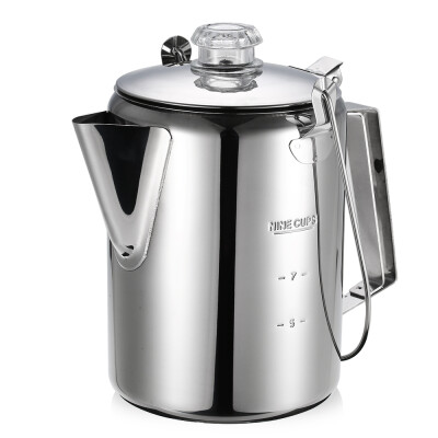 

Outdoor 9 Cup Stainless Steel Percolator Coffee Pot Coffee Maker for Camping Home Kitchen