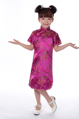 

Girls Chinese Traditional Dragon&Phoenix Cheongsam Dress