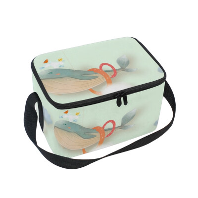 

ALAZA Lunch Box Insulated Cartoon Dolphin Lunch Bag Large Cooler Tote Bagfor Men Women