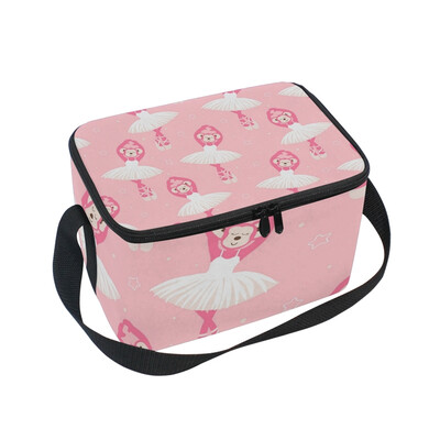 

ALAZA Lunch Box Insulated Lunch Bag Large Cooler Pink Monkey Ballerina Dance Tote Bag