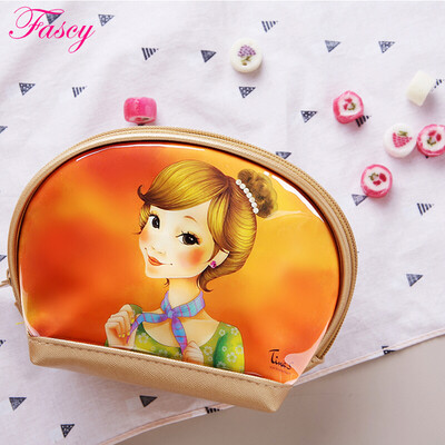

Fascy cosmetic bag portable fashion trend half moon packet princess Tina golden yellow