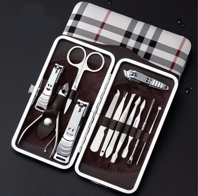 

OLOEY Stone Pattern Case1 set 12pcs Nail Clipper Kit Nail Care Set Pedicure Set Tools