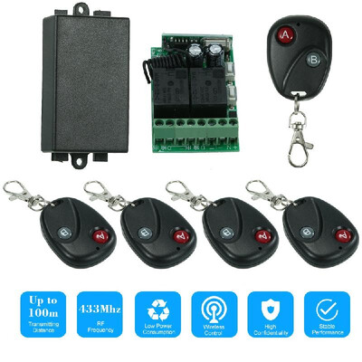 

433Mhz DC 12V 2CH Universal 10A Relay Wireless Remote Control Switch Receiver Module&5PCS 2 Key RF 433 Mhz Transmitter Remote
