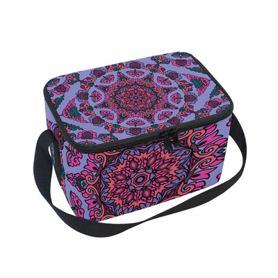 

ALAZA Lunch Box Insulated Vintage Flower Pattern Lunch Bag Large Cooler Tote Bagfor Men Women
